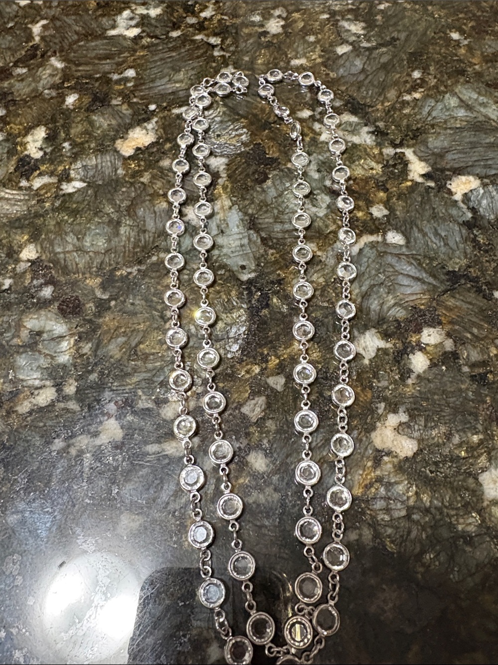 Elegant Silver Crystal Necklace - Silver